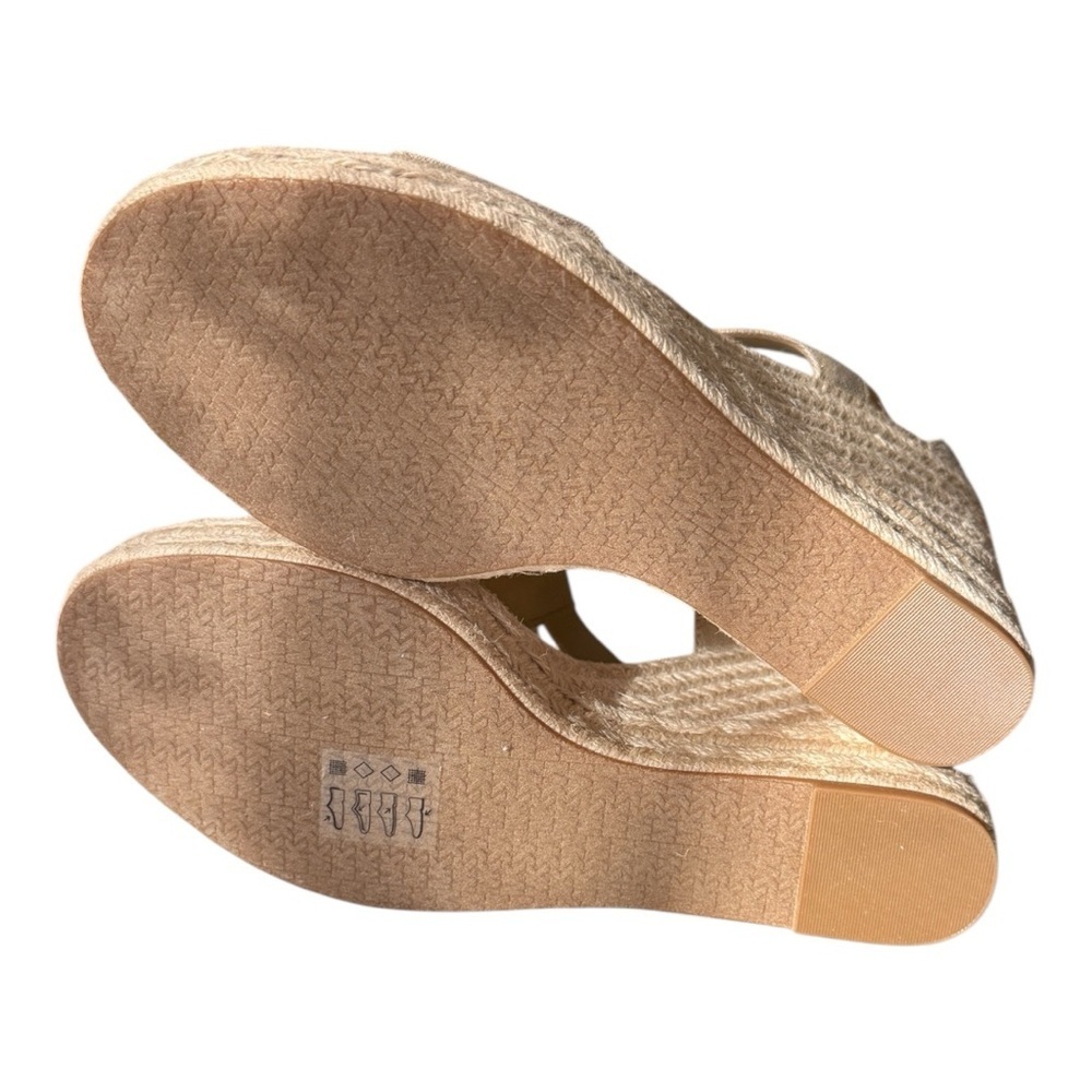 Michael Kors Berkeley Mid Wedge Sandals Size 10 Gold Linen - Picture 5 of 6